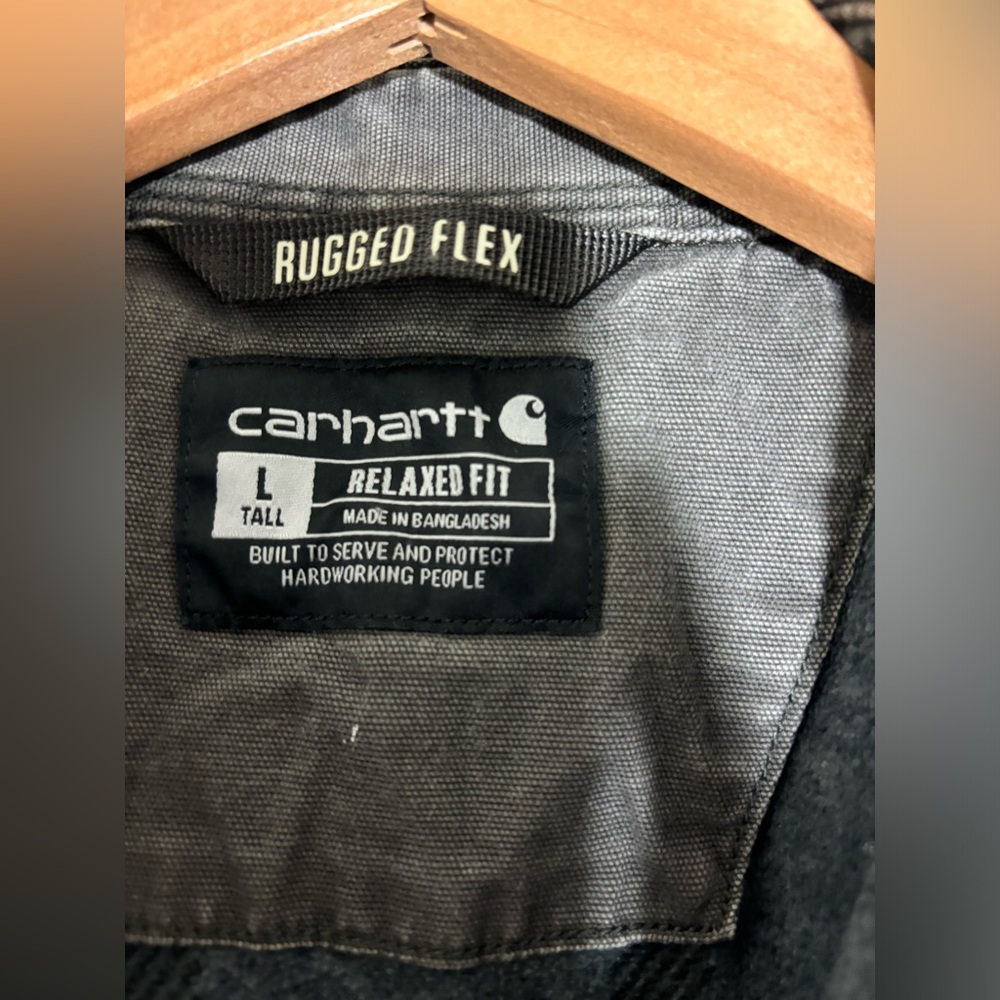 Carhartt Peat Gray Canvas Snap Front Fleece-Lined Shirt Jacket #357 - Picture 11 of 11